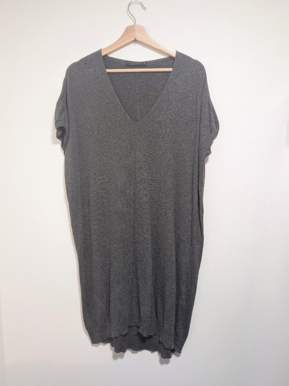 Twinset Simona Barbieri | Angora Blend V-Neck Tunic Sweater Dress In Charcoal